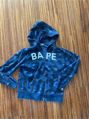 Bape Blue Rhinstone Camo Full-Zip Hoodie
